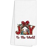 EGBTL Christian Christmas Kitchen Towels, Nativity Xmas Hand Towels for Bathroom Decor, Nativity Gifts, Religious Christmas Dishcloths Dish Towel for Kitchen 16x24 Inches