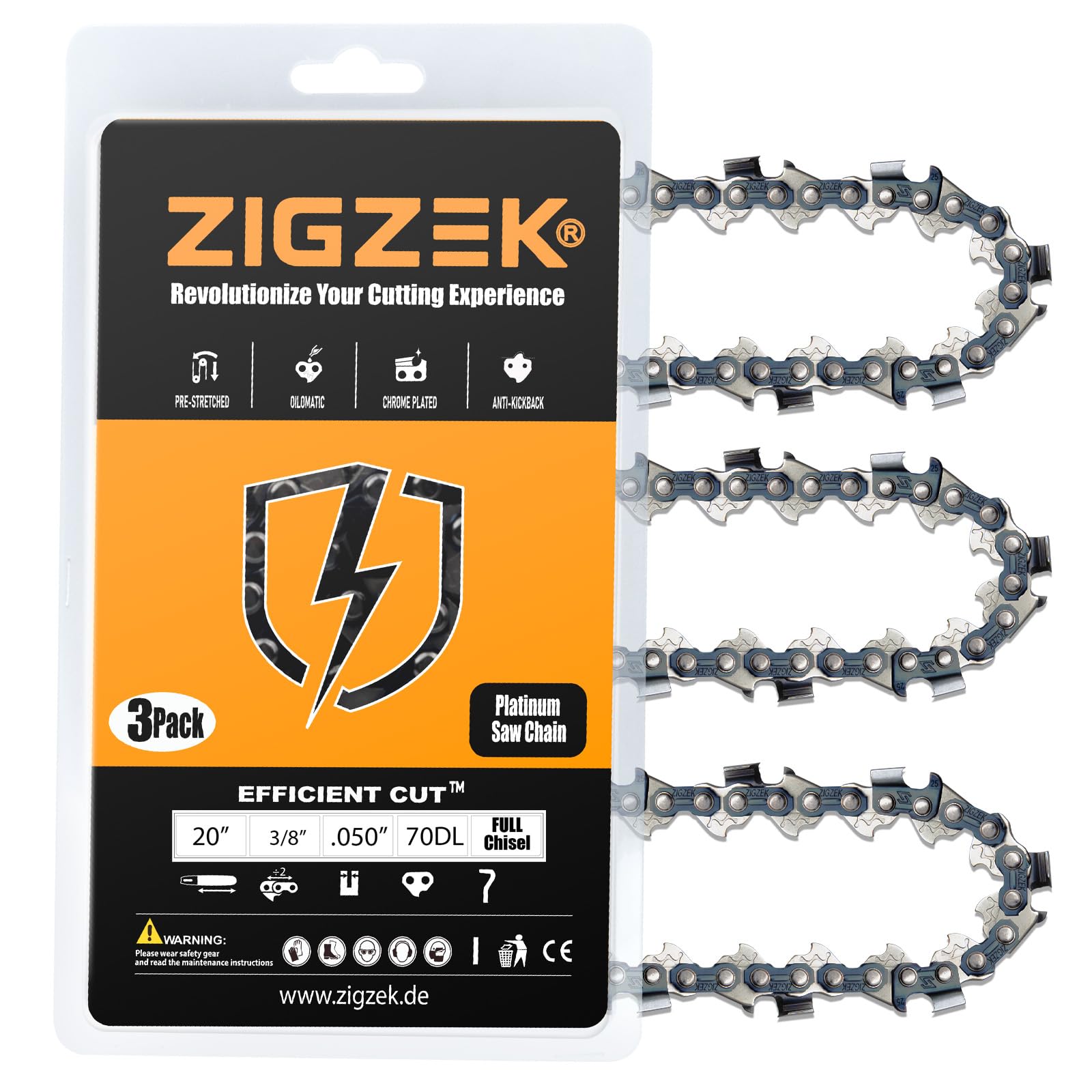 Photo 1 of ***VERY USED*** 20" Chainsaw Chain For Echo CS-590 TIMBER WOLF/CS-4400 72LPX70CQ, Poulan/Poulan Pro PP5020AV, PR5020203, 4000, 4200, 4400, McCulloch and More 3/8-.050-70DL(3 Chains)