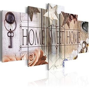 Canvas Art Design - Home Sweet Home Canvas Print Wall Art Home Office Decoration 5 Panels (A, Over Size 40''x20'')