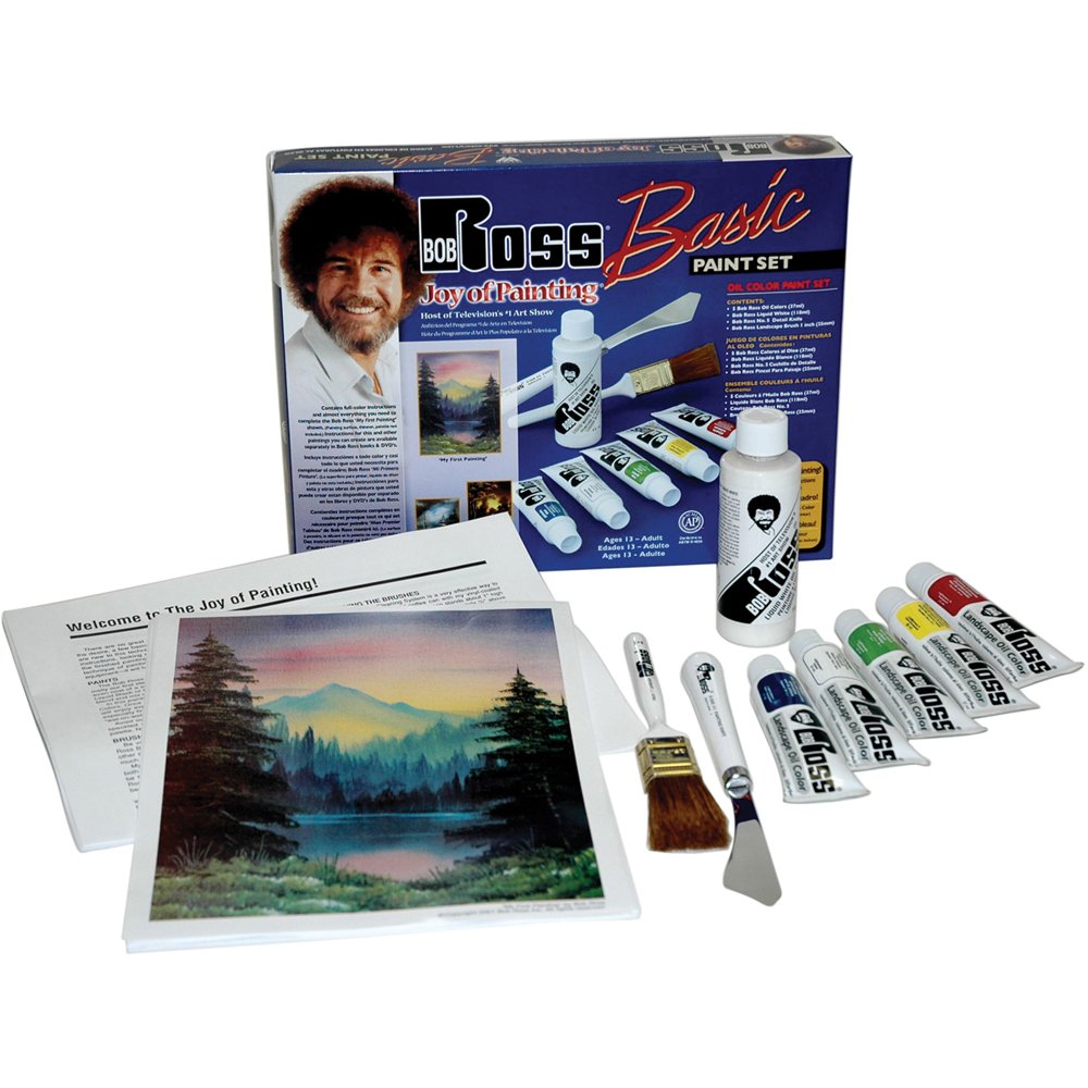 Bob Ross Basic Oil Colour Paint Set for Starters - Includes Landscape Brush, Detail Painting Knife and Instructions