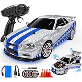 Rc Drift Car 1:24 Scale Remote Control Drift Car or Model Collectible Cars | 2.4GHz 4WD 20 Km/H High-Speed Rc Cars with Lights, Extra Racing Tires, for Adults and Kids, Model Car With Opening Doors Hood