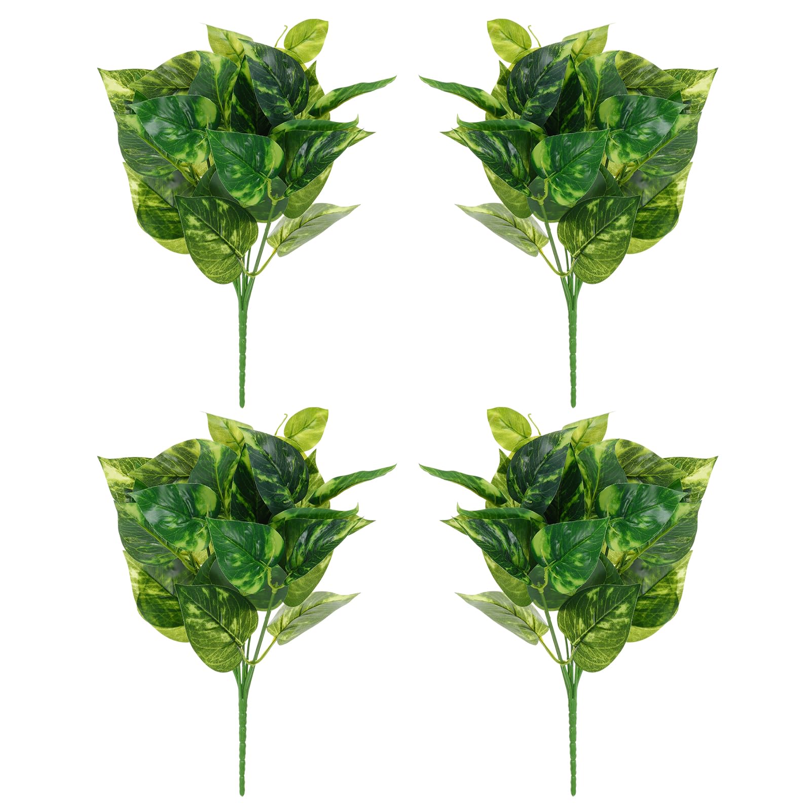 PATIKIL Artificial Greenery Plants, 4 Pcs 7 Bundles Green Plant with Scindapsus Leaf Leaves Grass Stems for Home Wedding Garden Office Decoration Party Table Backyard Indoor, Green