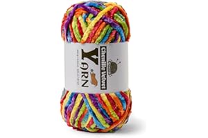SEKAFRIS Plush Chenille Chunky Yarn - Fluffy Velvet Yarns Crochet for Blanket Knitting and Crocheting - Soft Baby Yarn for Crocheting - Amigurumi Crochet Yarns 100g (87yds) (Rainbow)