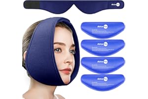 AiricePac Wisdom Teeth Ice Pack Head Wrap, Face Ice Pack for Jaw Oral Surgery Pain Relief for TMJ, Teeth Removed, 4 Cold Therapy Gel Packs Reusable, Blue