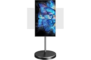 MOUNTUP Rolling Mobile TV Cart for 32-65 Inch TVs, Rotatable Floor TV Stand Compatible with The Frame TVs - 90° Landscape to Portrait, Height Adjustable TV Cart on Wheels, Max VESA 400x400mm, MU1109-B