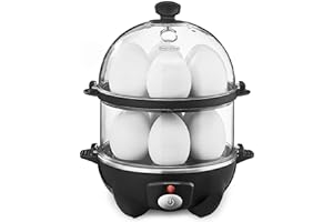 BELLA Double Tier Egg Cooker, Boiler, Rapid Maker & Poacher, Meal Prep for Week, Family Sized Meals: Up To 12 Large Boiled Eg