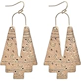 coadipress Vintage Boho Ethnic Dangle Earrings for Women Hollow Out Fan Shape Geometric Drop Earrings Ancient Moon Totem Tribal Earrings