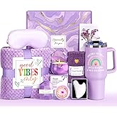 Suhctuptx Birthday Gifts for Women, Unique Self Care Gifts Get Well Soon Basket, Christmas Relaxing Spa Gift Care Package w/Flannel Blanket 40 oz Tumbler, for Mom Her Sister Friend