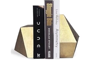 Ambipolar Decorative Gold Cast Iron Bookends, Home Decorative Bookends for Heavy Books, Abstract Bookends for Bookshelves, Office Desk, Living Room Decor