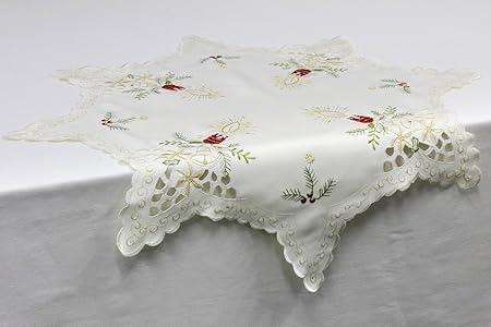 Centrotavola Natalizi Bianco E Oro.Elite Tovaglia Natalizia Centrotavola Natalizio 65x65 Cm Bianco Oro Fyv4450g Amazon It Casa E Cucina