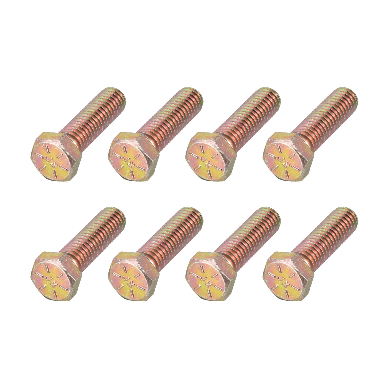 METALLIXITY Hex Bolts (3/8-24x1-1/4") 8Pcs, Carbon Steel Zinc Plated Fully Threaded, UNF Fine Thread Hex Head Screw Bolt - for Furniture Repair, Yellow