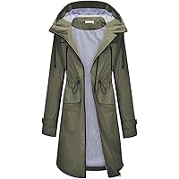 Women's Raincoats Windbreaker Rain Jacket Waterproof Outdoor Hooded Trench Coats