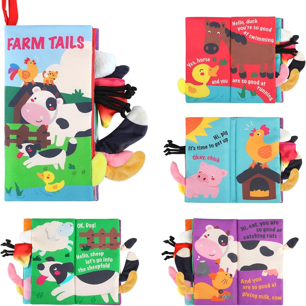 beiens Touch and Feel Crinkle Cloth Baby Book Rainforest Animals 0-12mo