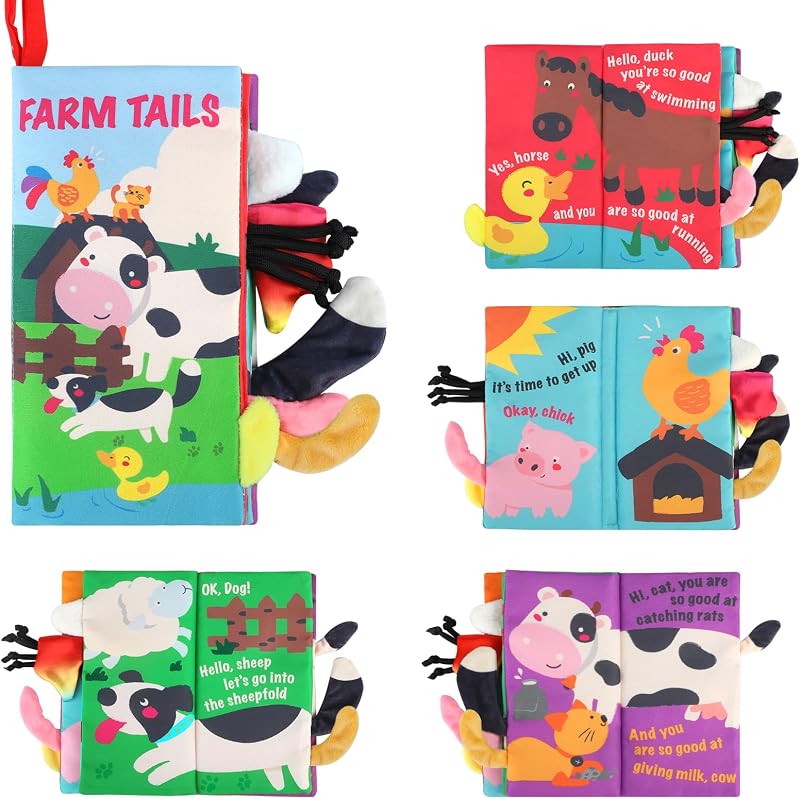 beiens Touch and Feel Crinkle Cloth Baby Book Rainforest Animals 0-12mo