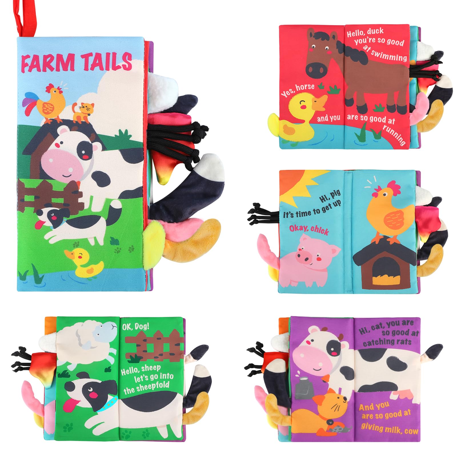 Photo 1 of beiens Soft Toys Baby Cloth Books, Touch and Feel Crinkle Books for Babies, Infants & Toddler, Early Development Interactive Car Toys & Stroller Toys for Boys & Girls (Farm Tails-1 Book)