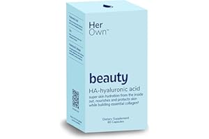 Her Own Beauty Hyaluronic Acid Capsules, Skin Hydration, Nourishes and Protects Skin, Essential Collagen, Hyaluronic Acid, Supports Beautiful Skin, with Zinc, Magnesium, Vitamin C, 60 Count