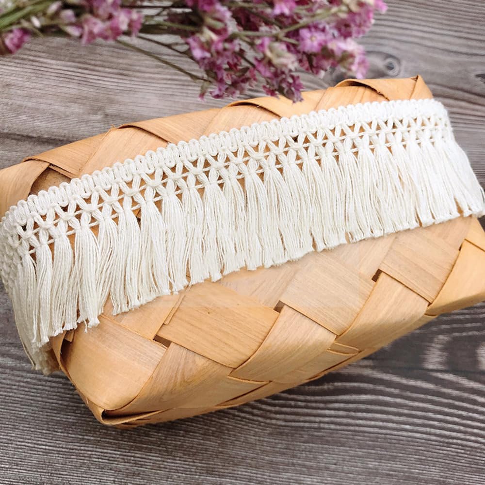 3 Yards 5cm Wide Beige Cotton Tassel Lace Ribbon Fringe Trim Lace Trim for Sewing Fringe Trim Tassel Trimming Sewing Accessories for DIY Costumes Clothing Curtain Clothing Table Wedding Decoration
