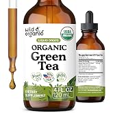 USDA Organic Green Tea Extract Liquid Drops - Antioxidant Support - 4 oz | Pure Green Tea Supplement - No Added Sugar &amp; Alcohol-Free - Camellia Sinensis Tincture - Natural, Plant-Based, Vegan Drops