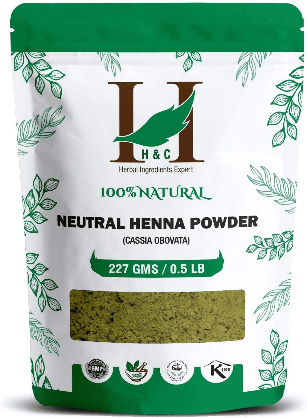 H&C Neutral Henna Powder/Colorless Henna/Cassia Powder (Cassia Obovata) - 227G (1/2 Lb), 227 g (Pack of 1)