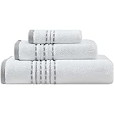 Tommy Bahama - Towel Set, Highly Absorbent Premium Cotton Towels with Embroidered Hem Details, Tropical Inspired Design, Oeko-Tex Certified (Cliff Side Grey, 3-Piece)