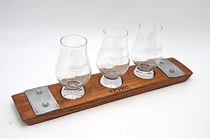 Personalized Laser Engraved Whiskey Flight Tasting Board Holder 3, 4 or 5 Fits Glencairn Size Glasses(Glasses Not Included) (