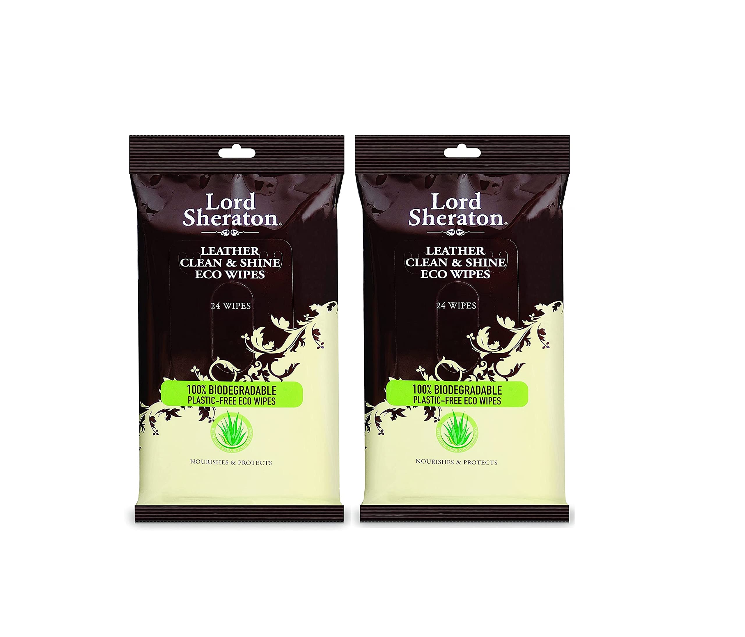 2 x Lord Sheraton Leather Clean & Shine Eco Wipes (24) 100% Biodegradable