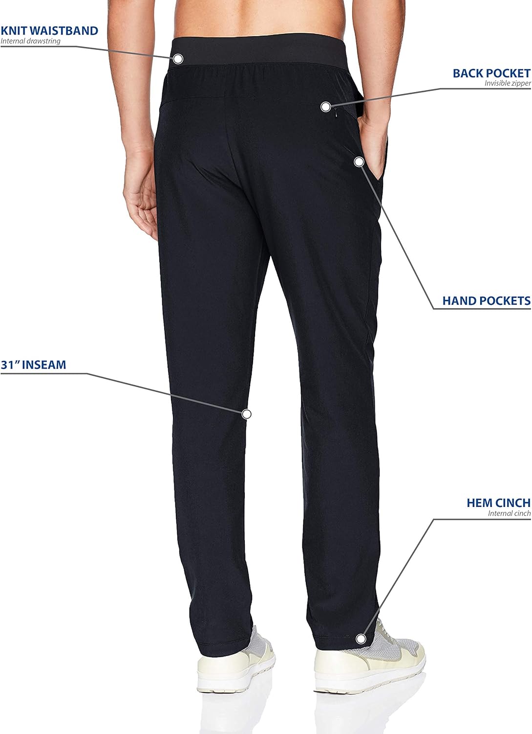  Brand - Peak Velocity Men's All Day Comfort Stretch Woven Athletic-Fit Pant: Clothing