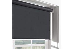 LINKCOO 90% Blackout Roller Window Shades, Room Darkening Window Blinds with Thermal Insulated Fabric, Roll Pull Down Shades for Home and Office, Black, Width 71", Max Drop Height 72"