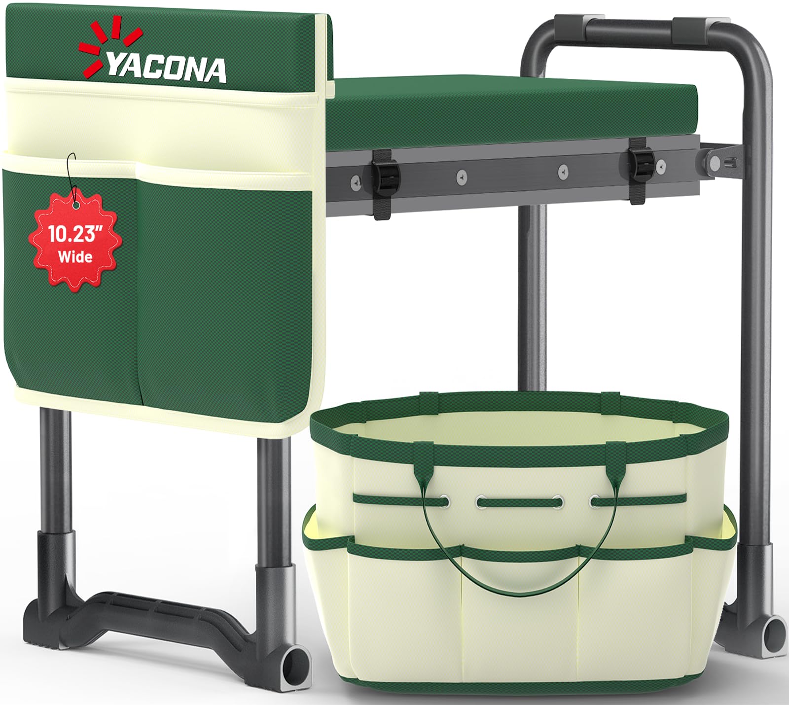 Photo 1 of 2-in-1 Garden Kneeler and Seat,Heavy Duty Garden Stool with 10.23" Width Detachable Foam Pad, Foldable Garden Seat Gardening Bench with Tools Bag and Pouch,Gardening Gifts for Women,Mothers Day