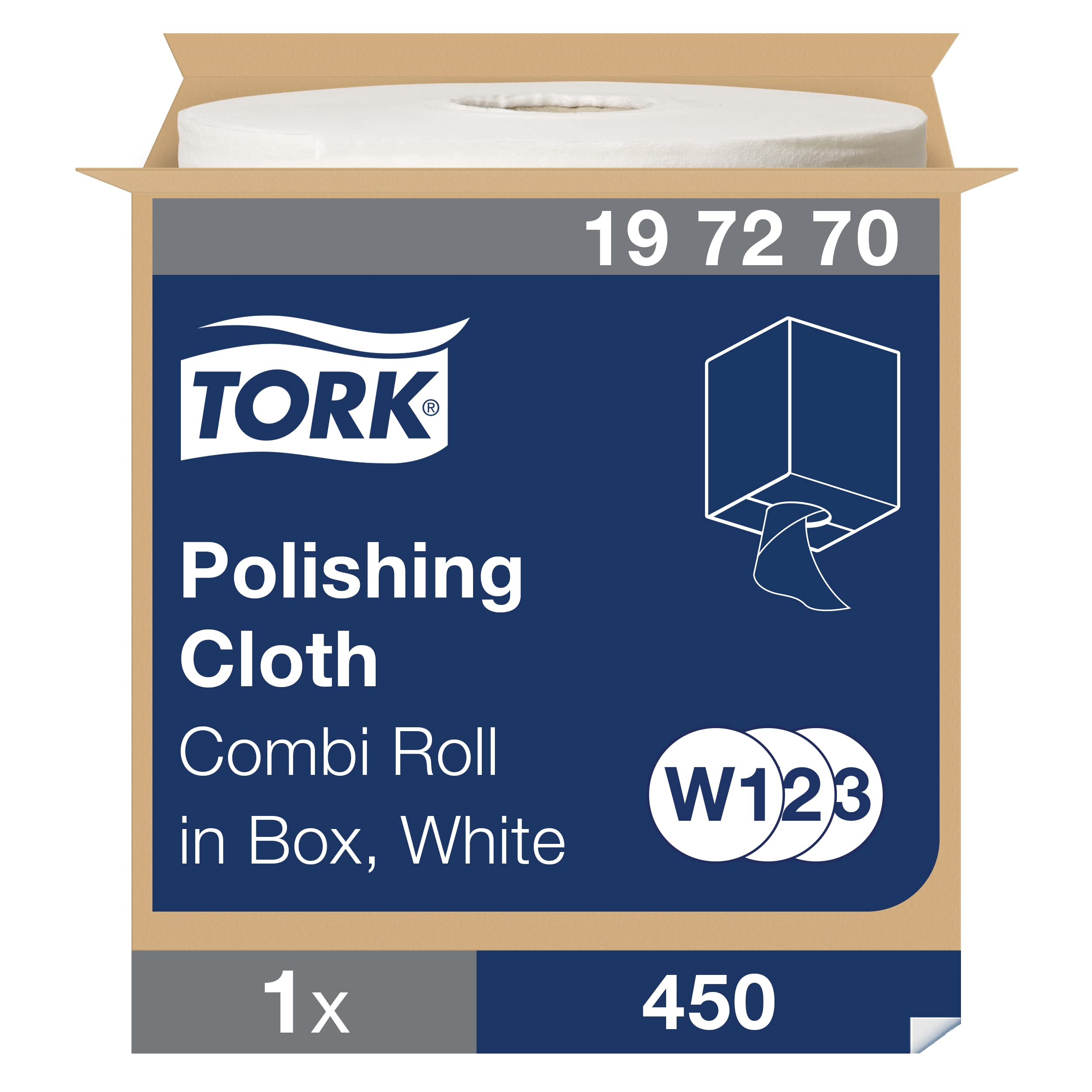 Tork Polishing Cleaning Cloth White W1/2/3, Professional Quality, 1 x 450 Cloths, 197270