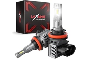 Laxmas H11/H8/H9 Powersports Bulbs for ATV/UTV, 18000LM 70W 600% Super Brightness, 6500K Cool White, Plug and Play, Wireless Mini Size Powersports Bulbs for ATV/UTV with Cooling Fan, Pack of 2