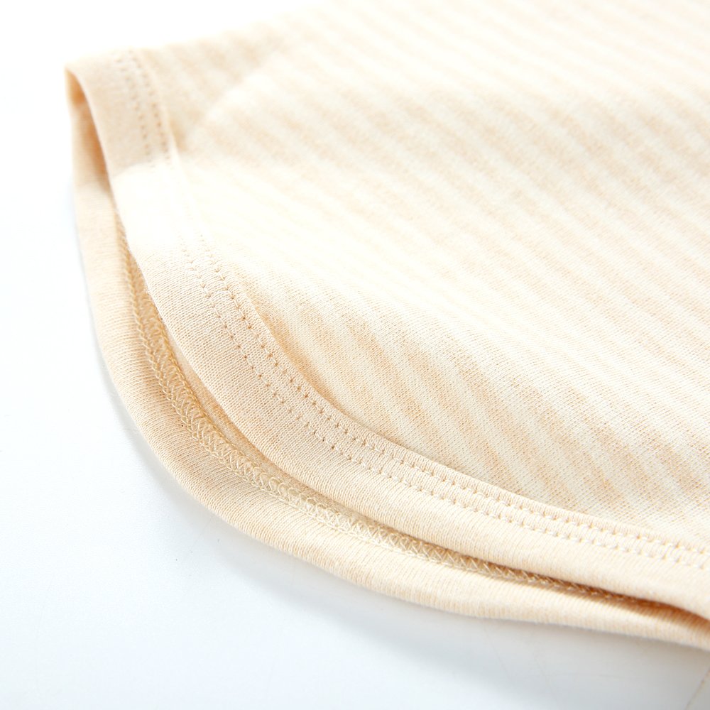 Jane Chen\'s Baby Snap Striped Long Sleeve Onesie Organic Color Cotton Bodysuit (Height 80, Apricot Striped)