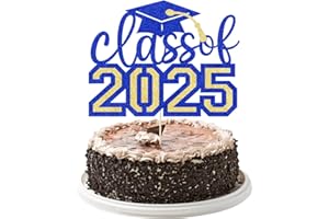 YUINYO Glitter Class of 2025 Cake Topper, Congrats Grad 2025/Congrats Class of 2025/Congratulations, 2025 Graduation Party Decorations Supplies