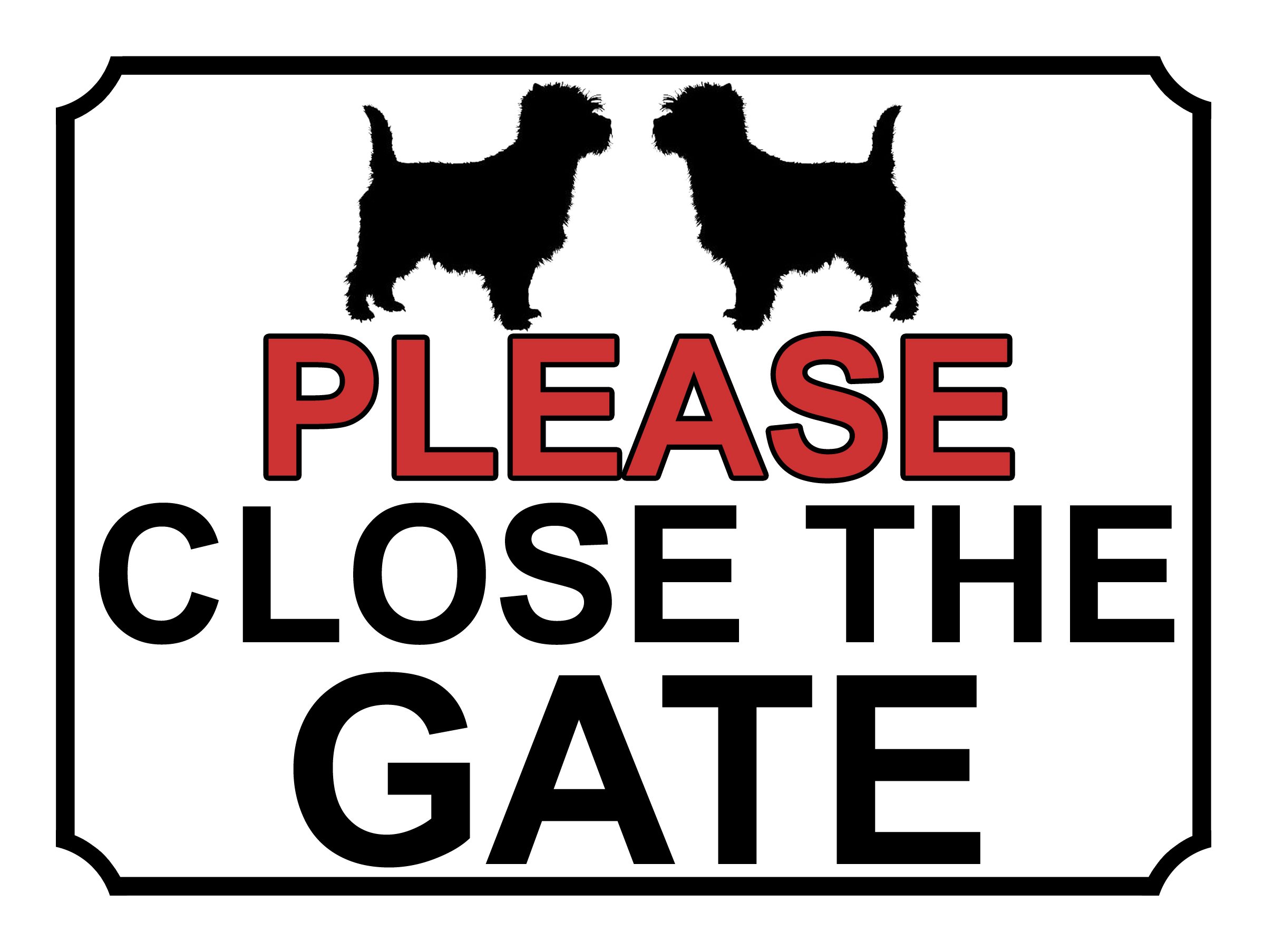 SHAWPRINT PLEASE CLOSE THE GATE DOG THEME METAL SIGN 200MM X 150MM (497H1)