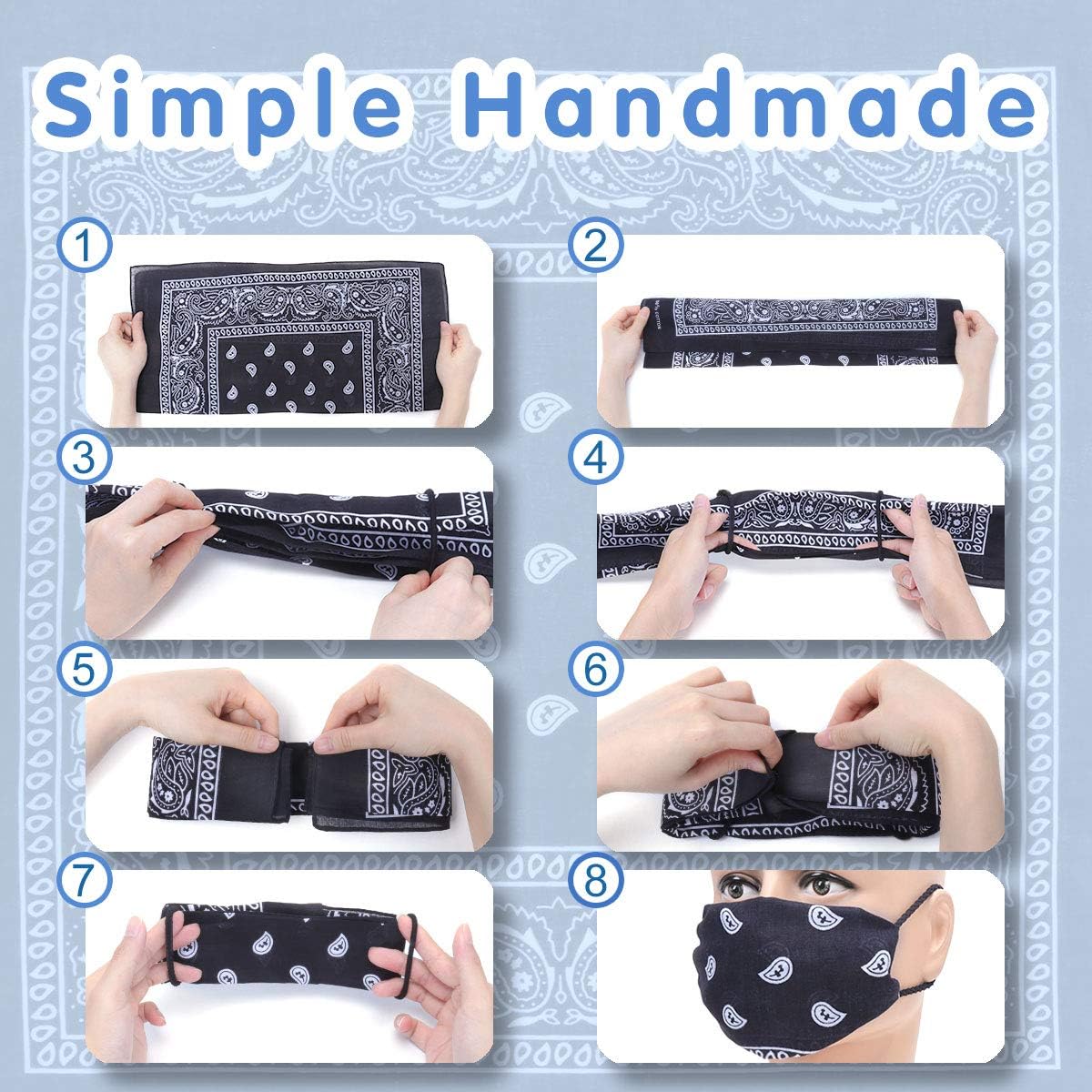 Cowboy Bandanas - Novelty Cotton Bandanas Paisley Bandanas Printed Headwrap Scarf Multi-Purpose Double-Sided For Men Womens: Clothing