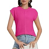 MORROWIND Womens Summer Cap Sleeve Tops Trendy Crew Neck Loose Knit Sweater Vest Spring Fall Casual Pullover Shirt Tank Top