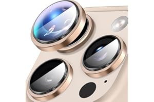 ARERCO Camera lens protector for iPhone 16 Pro max /iPhone 16 Pro, Anti-Scratch, Anti-Shatter, case-friendly, tempered 9H+ Glass, HD View w/Night Shoot, w/Aluminum rim rear camera screen cover-Desert Titanium
