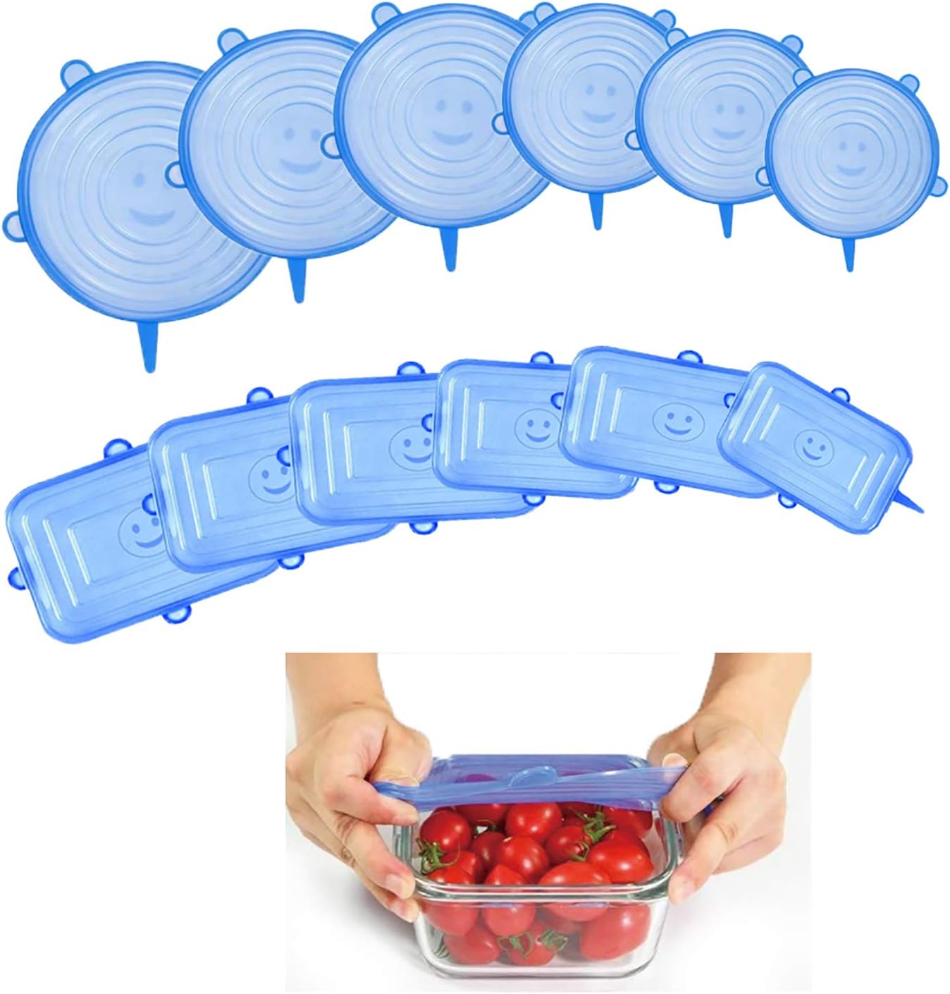 12 Stück Silikondeckel Set - Dehnbare Deckel Für Schalen Und Gläser 5,5-16cm