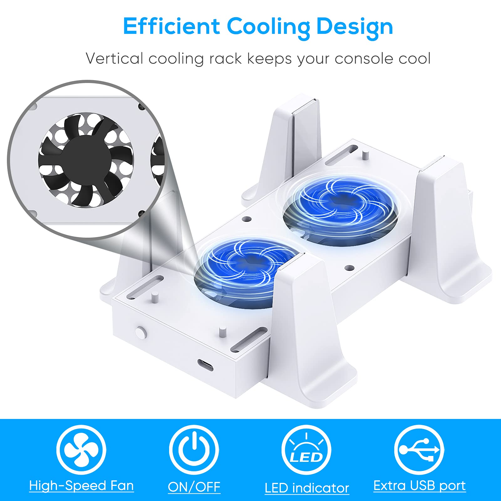Cooling Stand Compatible with Xbox Series S, YUANHOT Dual Purpose Cooling Fan Cooler System Dock Station Accessories, 3 Level Adjustable Speed & 2 Extra USB Ports (Only Compatible with Xbox Series S)