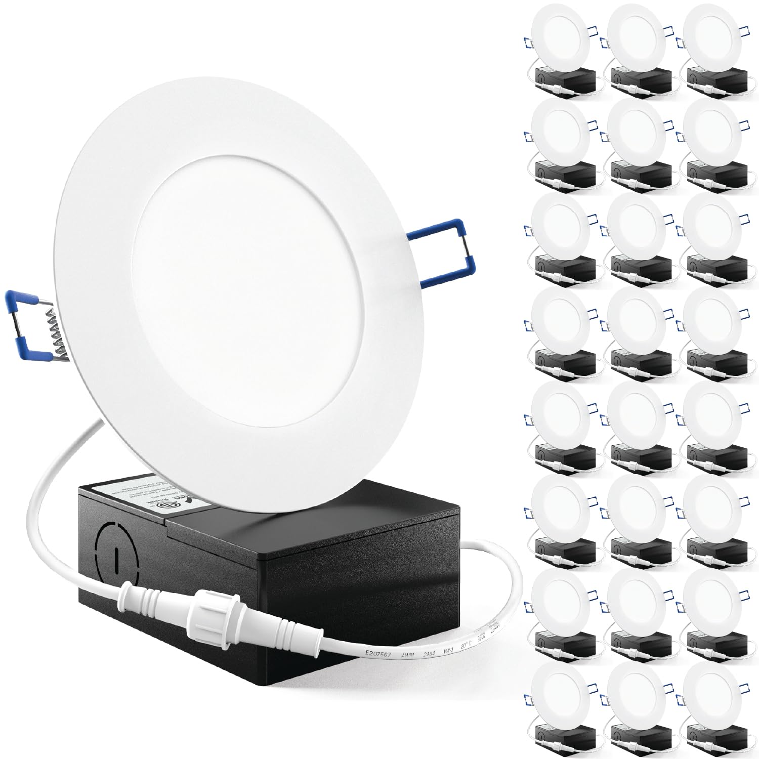Photo 1 of Sunco 24 Pack 4 Inch Ultra Thin LED Recessed Ceiling Lights Slim, 5000K Daylight, Dimmable, 10W, Wafer Thin, Canless with Junction Box - ETL