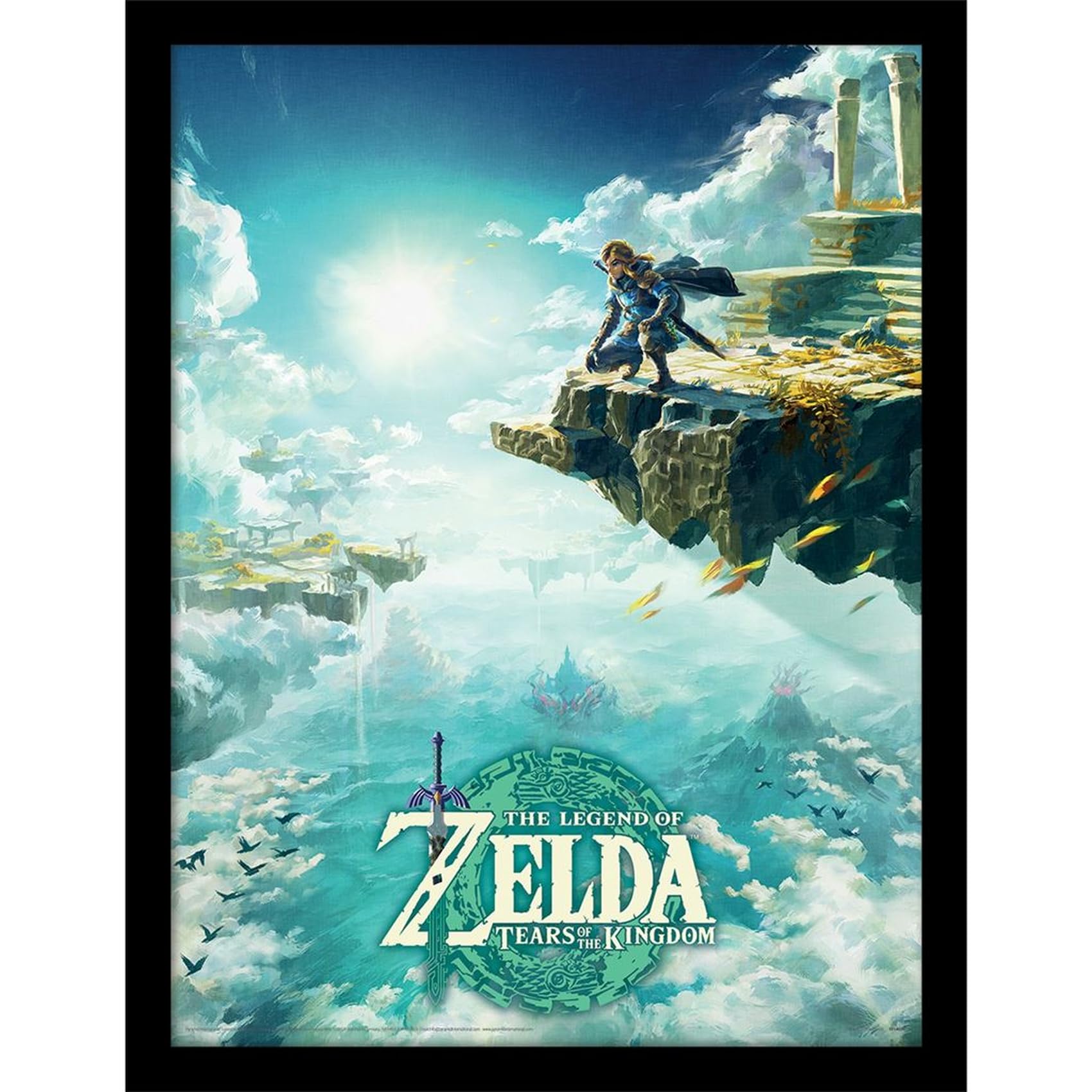 Pyramid International The Legend of Zelda Poster in Frame (Hyrule Skies Design) Wall Art in 30x40cm Poster Frame - Official Merchandise, Black