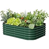 Vego garden Aluzinc Raised Garden Bed Kits, 17" Tall 6 in 1 Modular Metal Raised Planter Bed for Vegetables Flowers Patio Ground Planter Box-British Green