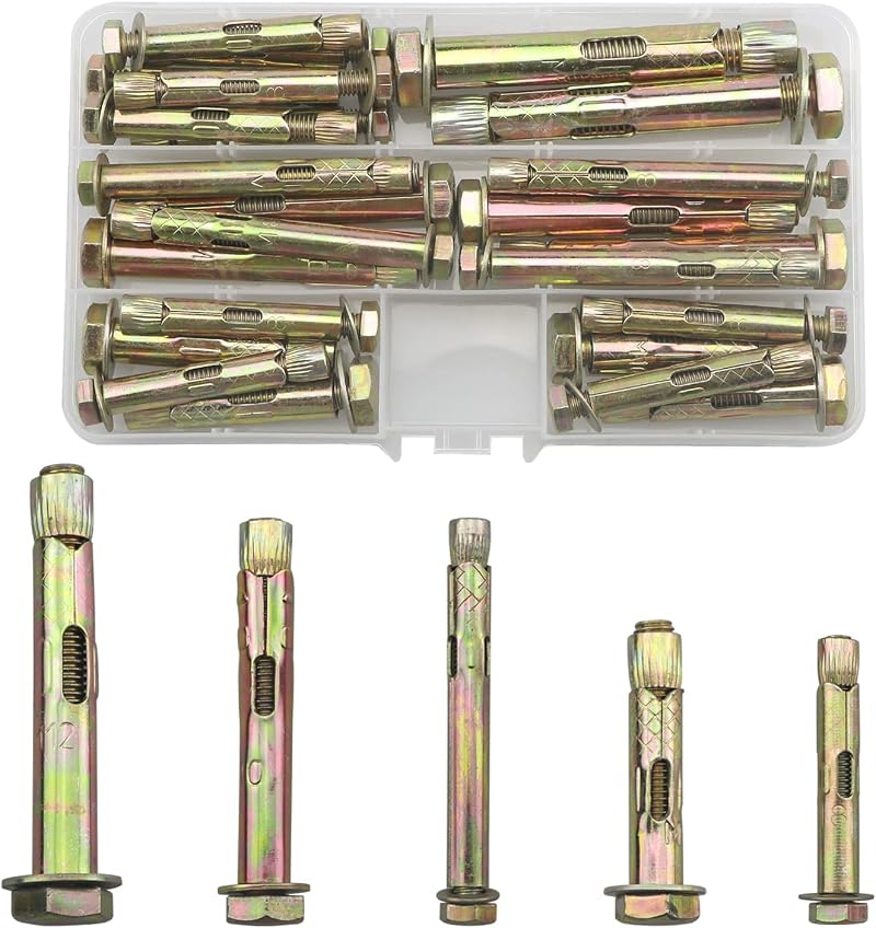 Lemiyoo 24 Assorted M6 M8 M10 Expanding Anchor Rawl Bolts Wall Concrete Brick