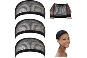 Dreamlover Black Mesh Wig Cap for Wig Making, Black Hair Net for Wigs, 3 Pieces