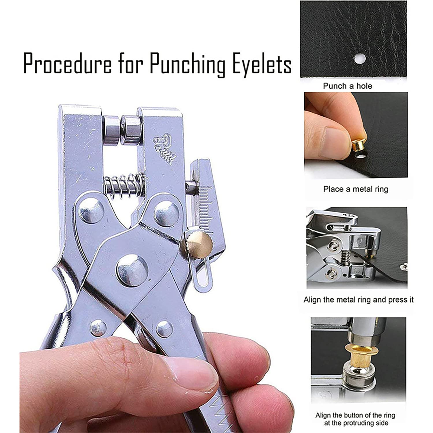 Eyelet Hole Punch Pliers, 3/16 in(5mm) Eyelet Grommet Pliers Kit Metal Eyelets Kits with 400PCS Multicolor Grommets Shoe Eyelets Grommet Sets for Leather Fabric Belt Clothes Decorative Repair