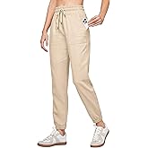 Willit Women Linen Pants Joggers Casual Lightweight Lounge Cotton Linen Travel Beach Summer Pants with Pockets 25.5"/28"