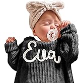 Personalized Baby Knit Sweater, Custom Baby Sweater with Hand-Embroidered Name and Monogram, Customized Unique Gift for Baby