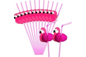 Hysagtek 50 Pcs Flamingo Straws Disposable Drinking Cocktail Straws for Flamingo Pool Party Table Decor Birthday Wedding Tableware Decoration, Rose