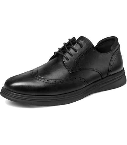 Men's Casual Wingtip Dress Sneakers Orthopedic Classic Leather Dress Shoes for Men Fashion Platform Wingtip Brogue Oxford for Men (Black,10)
