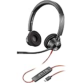 Poly Blackwire 3320 Wired Headset (Plantronics) – Flexible Microphone Boom – Hi-fi Stereo - Connect to PC/Mac via USB-C or USB-A - Works with Teams/Zoom - Amazon Exclusive